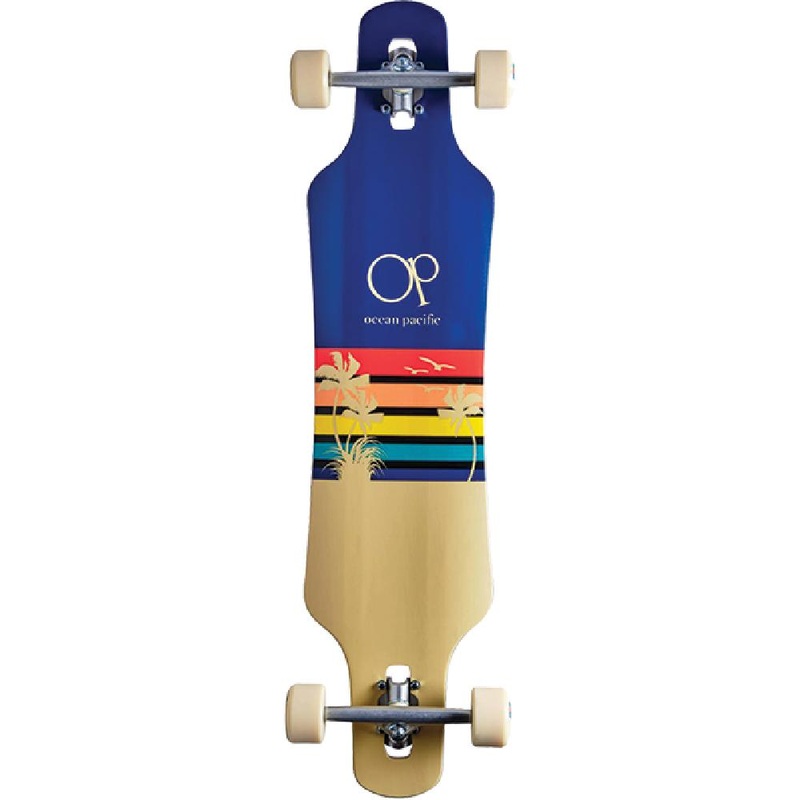 Ocean Pacific Sunset Navy 39″ Drop Through Longboard Complete