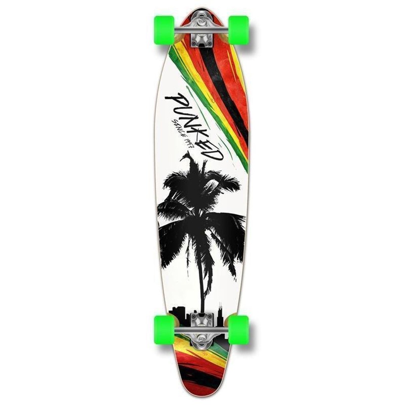 Punked Kicktail Palm City Rasta 40″ Longboard Complete