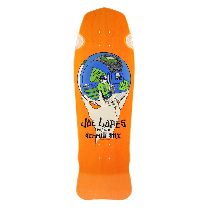 Schmitt Stix Joe Lopes Crystal Ball 9.875″ Skateboard Deck Orange/Green