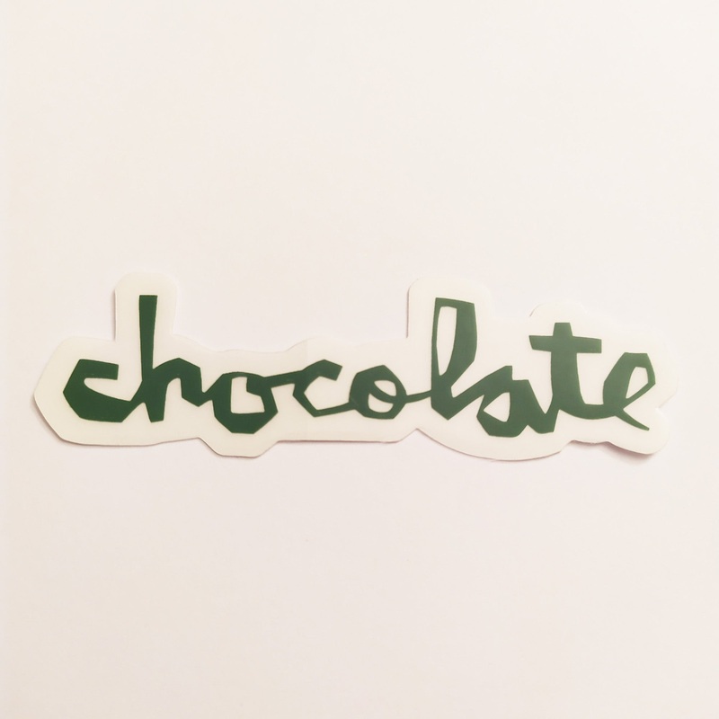 Chocolate Chunk Logo Skateboard Sticker – Dark Green – 8cm across approx