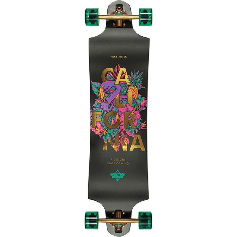 Dusters Golden State Black/Green 38″ Double Drop Longboard Complete