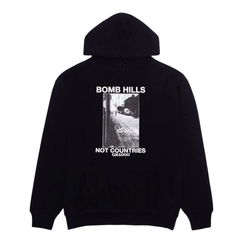 GX1000 Bomb Hills Not Countries Hoodie [Black w/ White Font] S