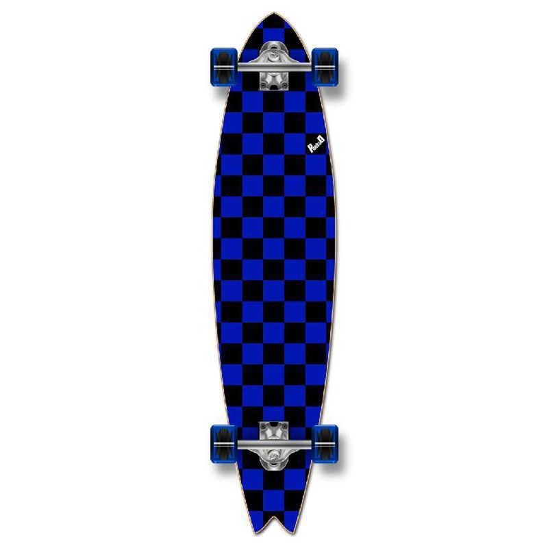 Punked Checkered Blue Fishtail Longboard Complete