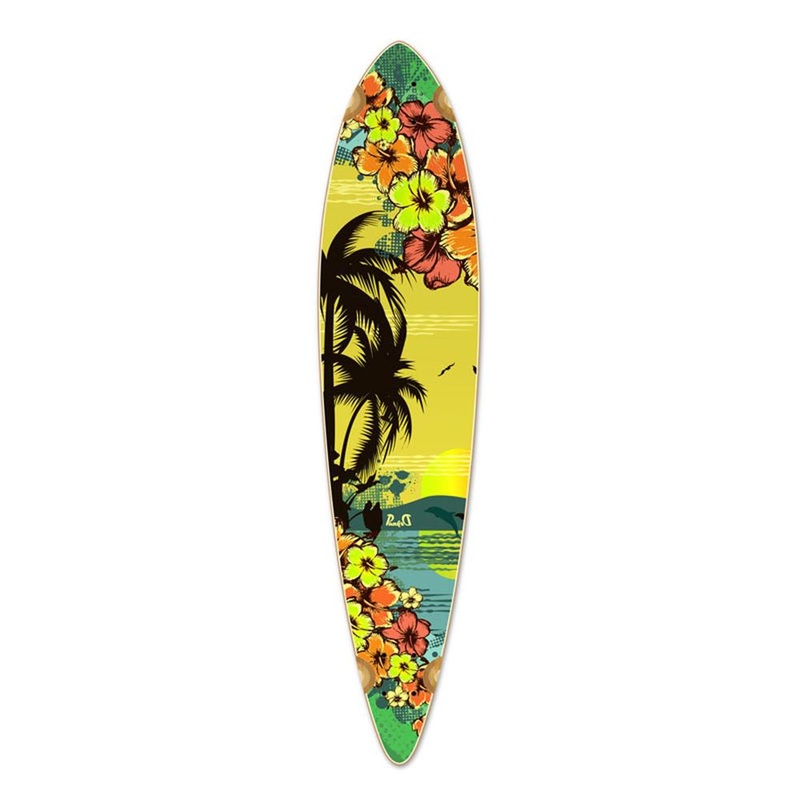 Punked Pintail Tropical Day Longboard Deck Deck