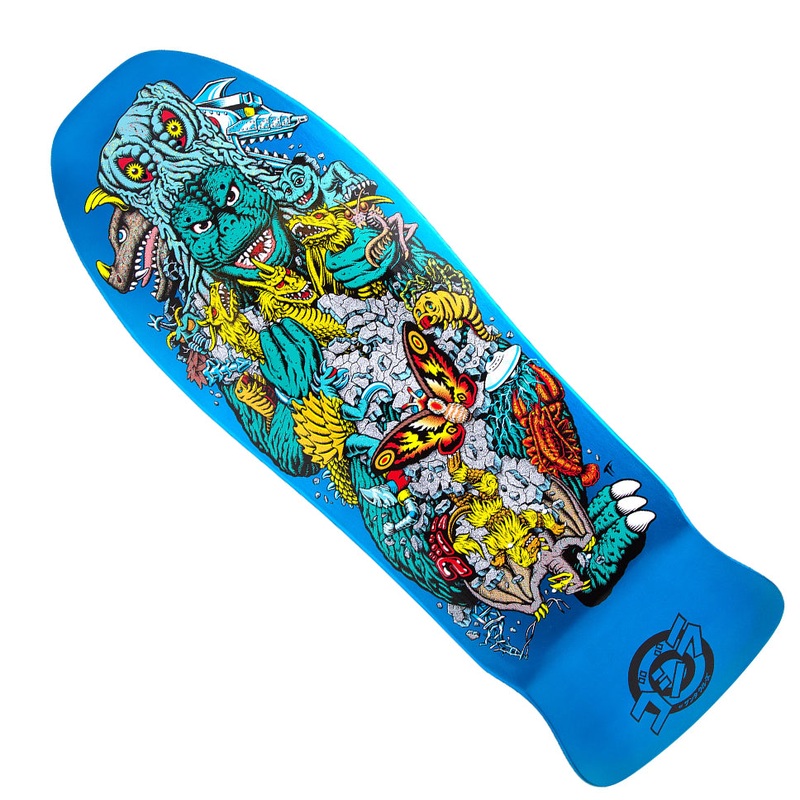 Santa Cruz Godzilla Kaiju Roskopp Shaped Deck Blue 10.125 x 30.2 WB:15.375
