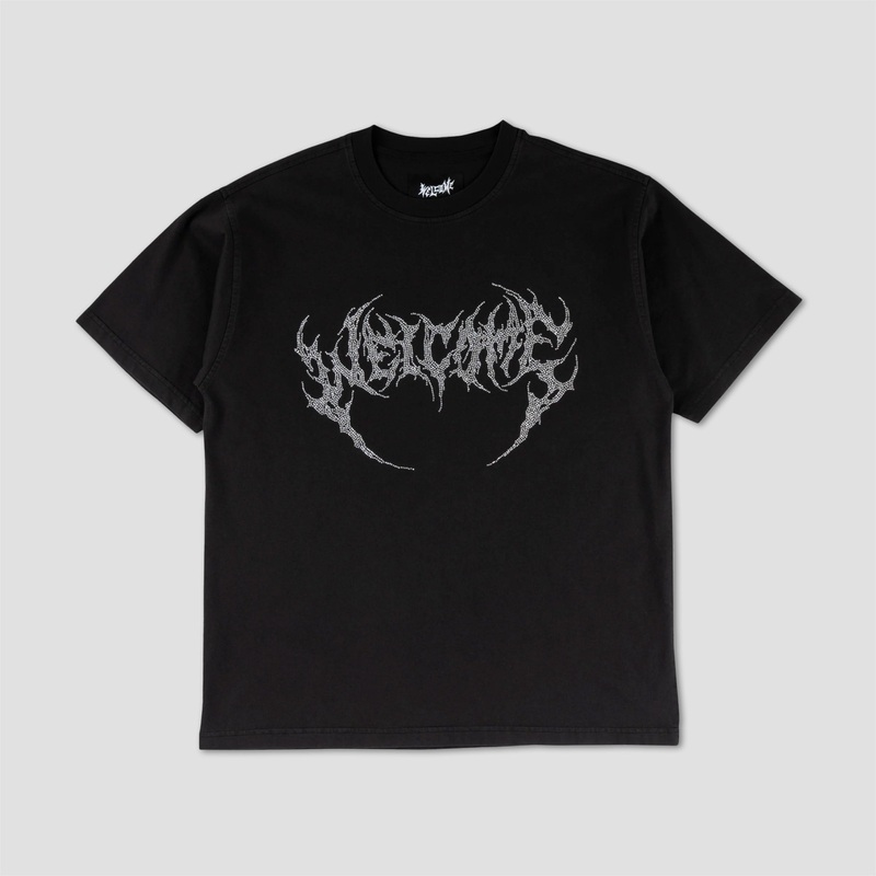Welcome Glam Fang Shortsleeve Garment-Dyed Knit Black Small