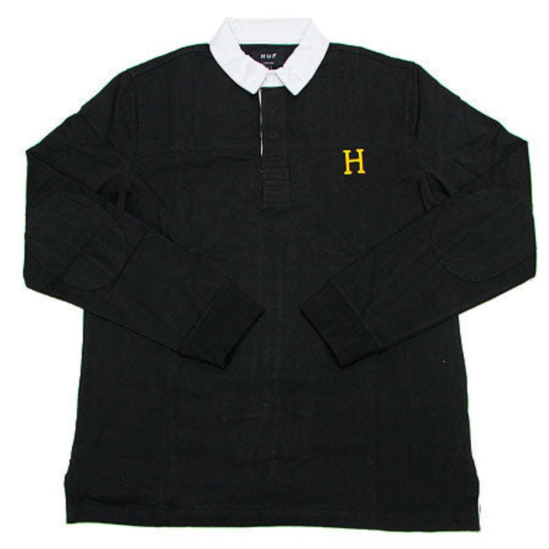 HUF Twickenham Rugby Long Sleeve Shirt Black Medium