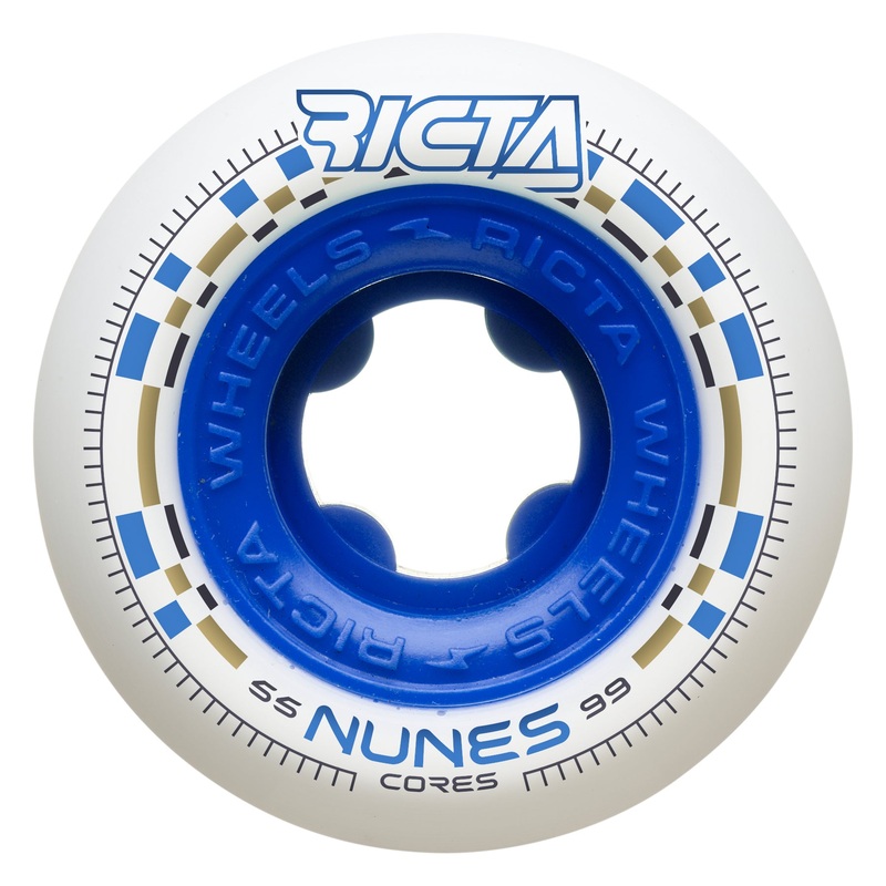 55mm Nunes Cores Wide 99a Ricta Skateboard Wheels White 55mm