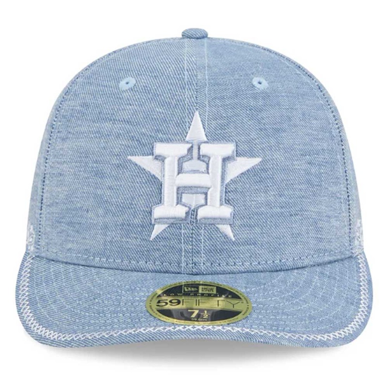 Hand Stitched Chambray Low Profile Fitted 5950 Houston Astros New Era Hat 5950 Day 7