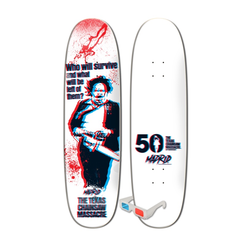 MADRID x TEXAS CHAINSAW MASSACRE SURVIVE HYBRID SHAPE 8.625″ SKATEBOARD DECK W/3D GLASSES