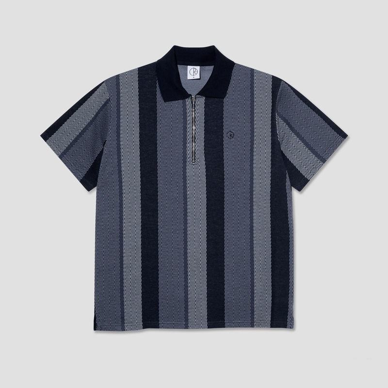 Polar Jacques Polo Shirt Herringbone Blue Small
