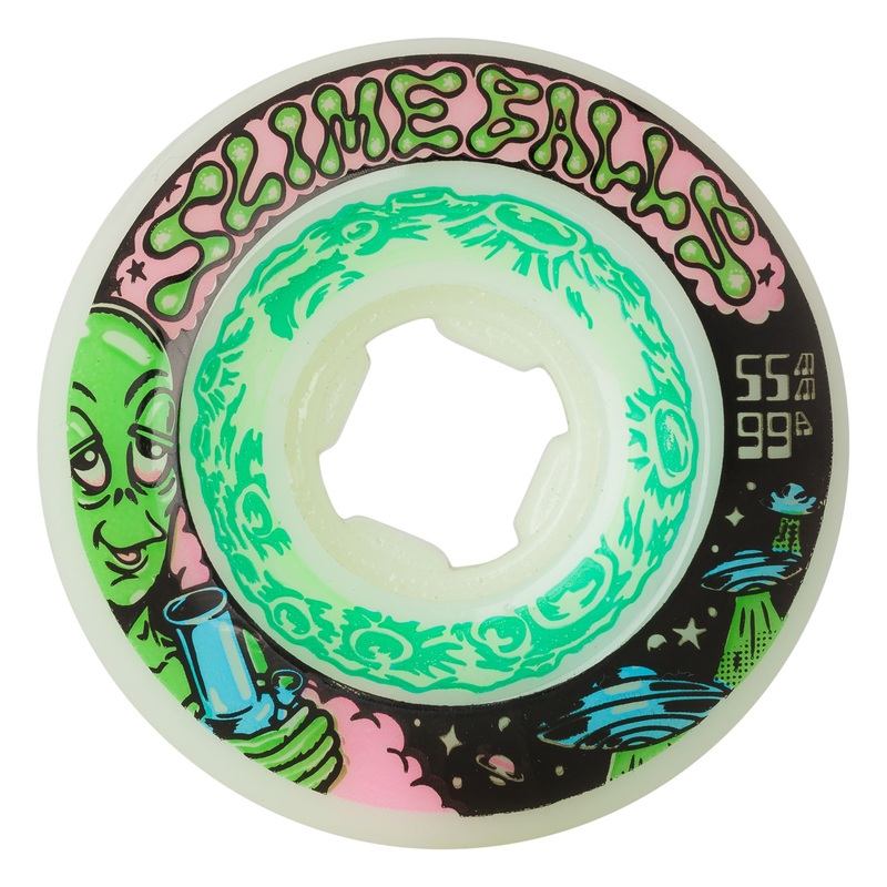 55mm Saucers 99a Slime Balls Skateboard Wheels White 55mm