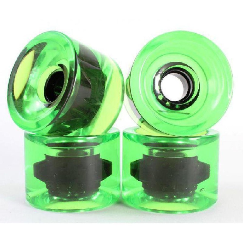 Clear Green 70mm Gel Soft Longboard Wheels