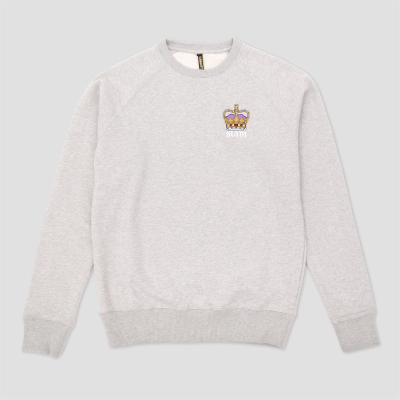 Slam City Skates Crown Embroidered Crew Grey Small