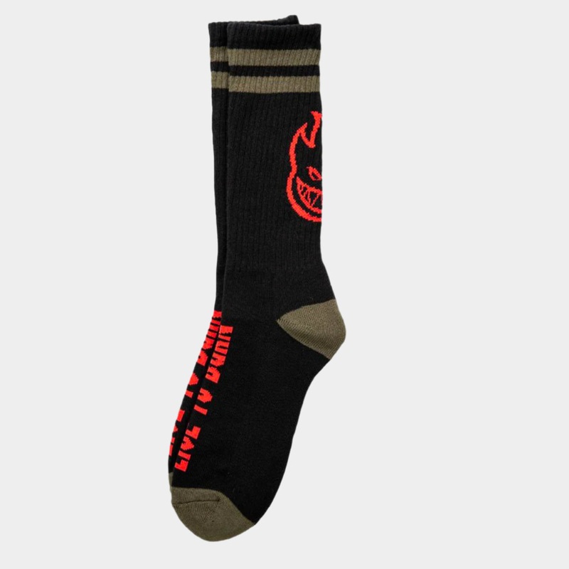 Spitfire Heads Up Socks – Black / Olive / Red