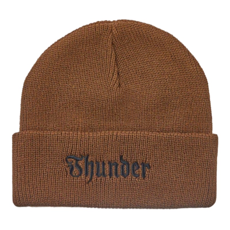 Thunder Script Beanie Brown/Black OS