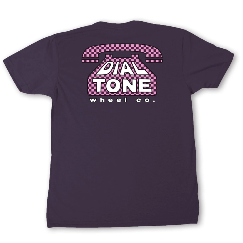 DIAL TONE WHEEL CO CHECKER LOGO TEE EGGPLANT S