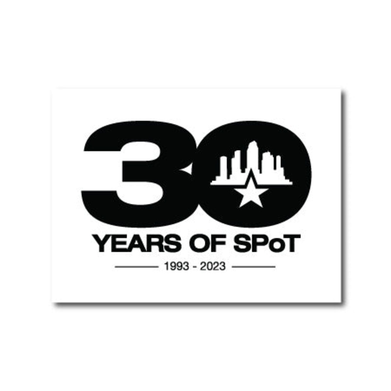 Skatepark of Tampa 30 Years Of SPoT Sticker White 4″ x 3″