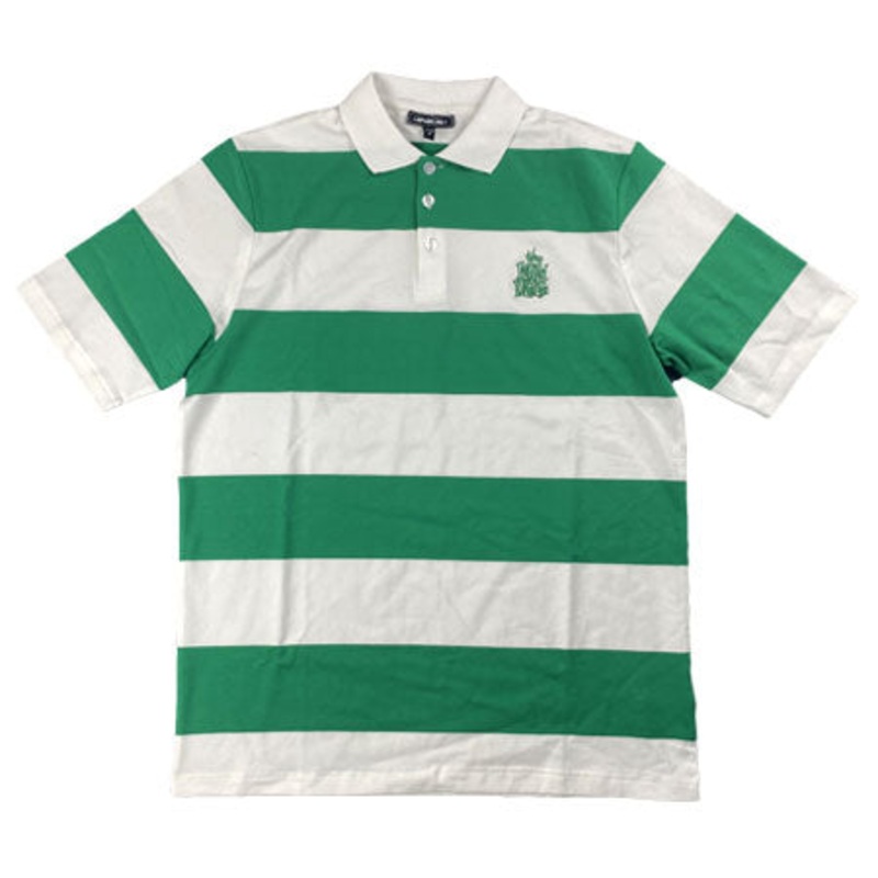 New Deal Skateboards Striped Polo Shirt Green/ White Medium