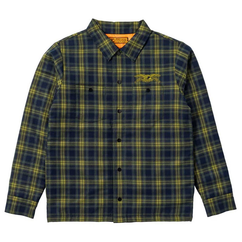 Anti Hero Hecho Por Skate Jacket Medium Navy/Yellow Plaid