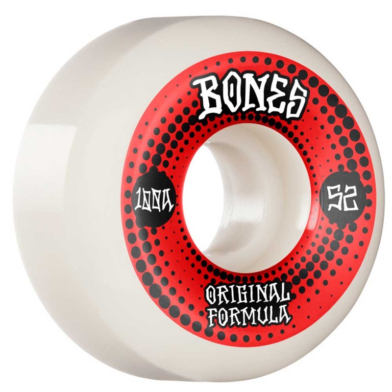 Bones 100a OG Formula V5 Sidecut 52mm Skateboard Wheels 52mm White