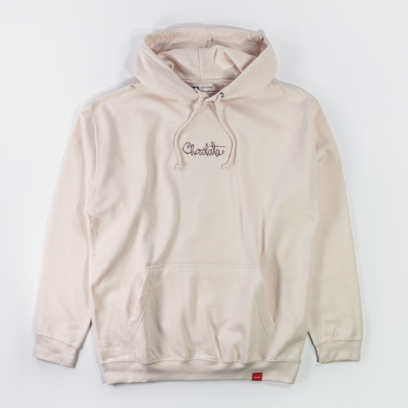 Chocolate Skateboards – 94′ Script Pullover Embroidered Hoodie – Tan S
