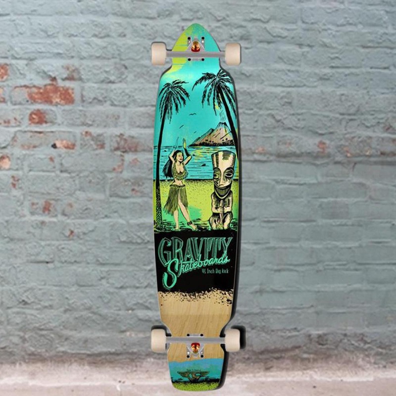 Gravity Big Kick 45″ Tequila Sunrise Green Blue Longboard Deck Only