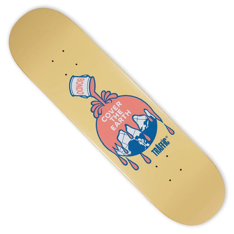 Traffic Skateboards Cover The Earth Deck Beige 8.5 x 32.2 WB:14.375