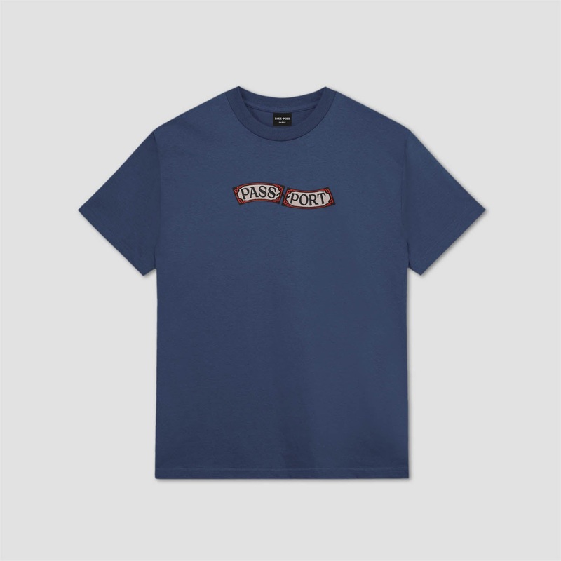 PassPort Red Flag T-Shirt Harbour Blue Medium