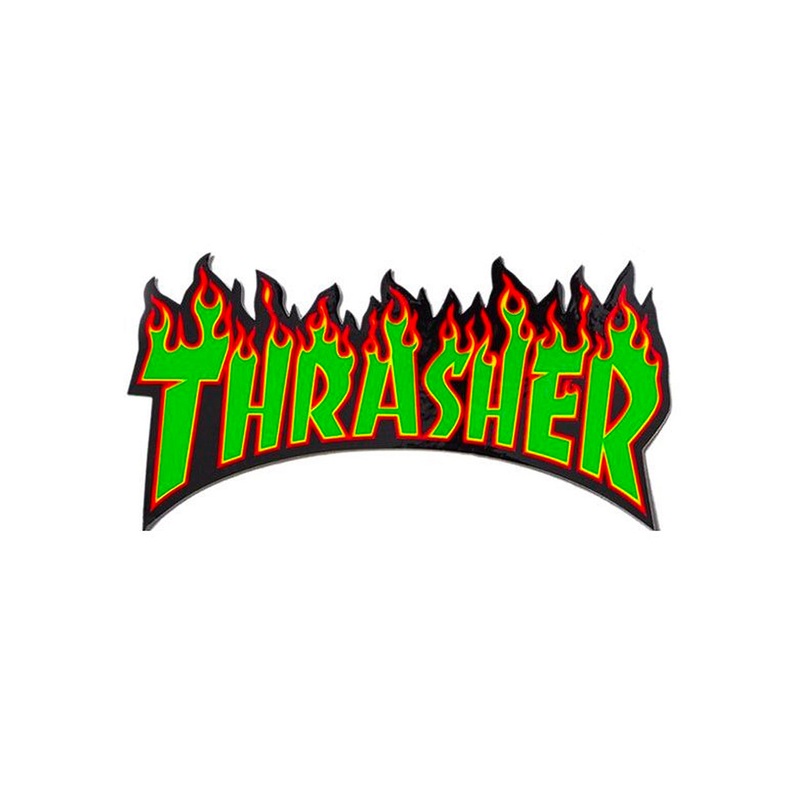 Thrasher Flame Logo Sticker Large – Green