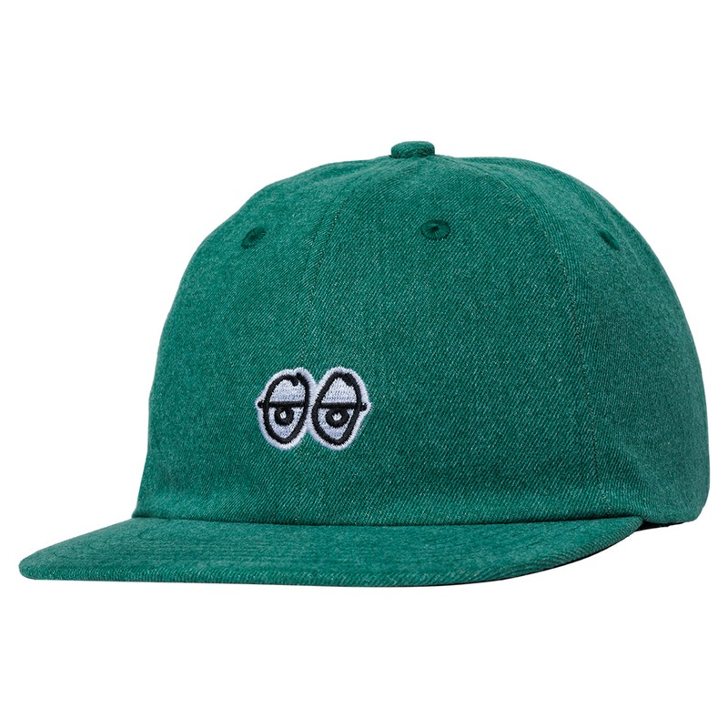 Krooked Eyes Green Denim Strap-Back Hat Green One Size Fits All