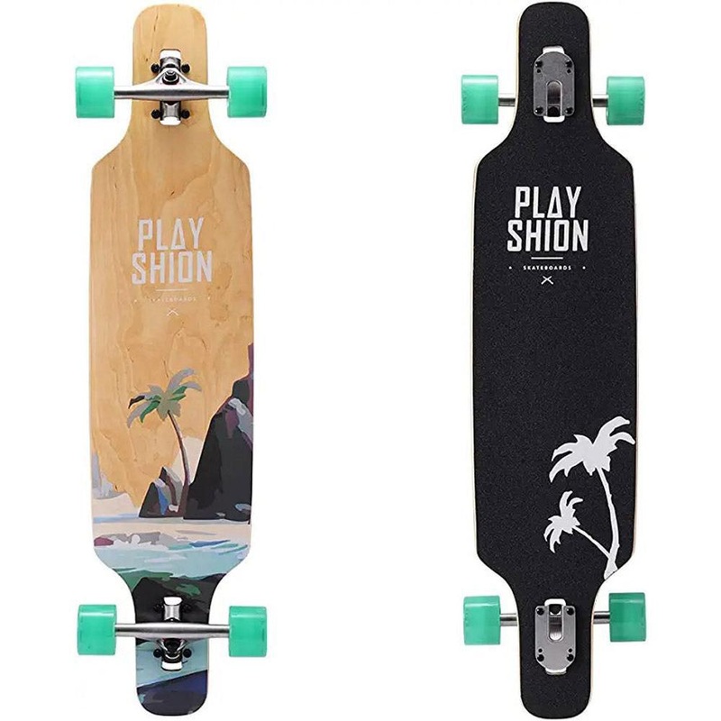 Playshion Tropical Island 39″ Drop Through Longboard Skateboard Complete