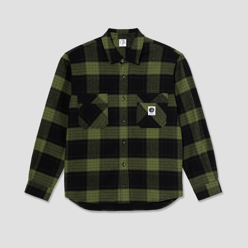 Polar Mike Longsleeve Shirt Flannel Black Army Green Small