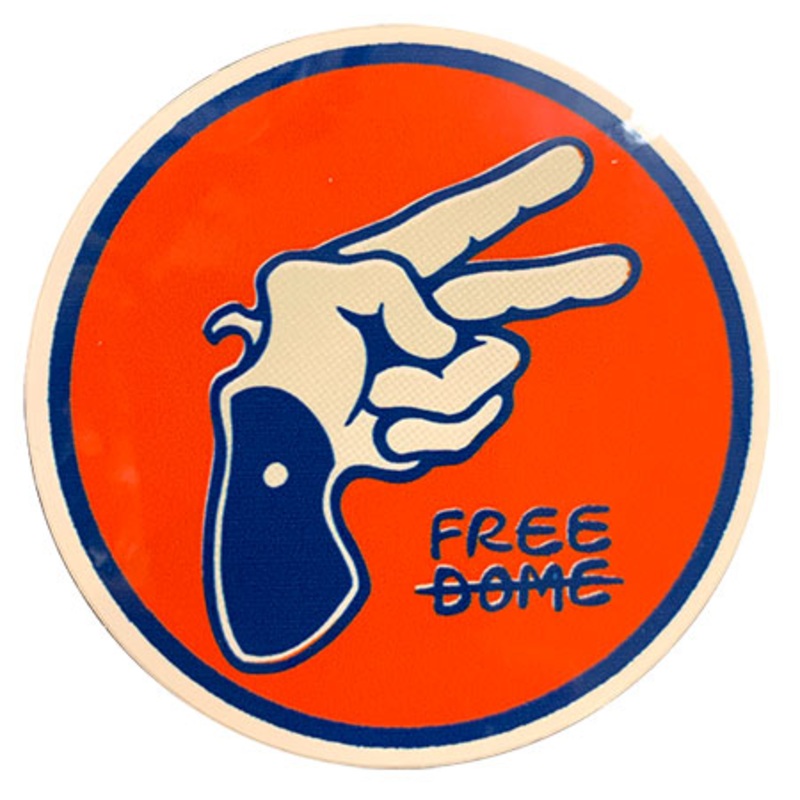 Freedome Skateboards Free Gun Sticker Orange 2.75″