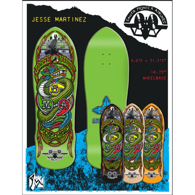 **Pre-Order** SMA Martinez Snake Green Dip 9.875″ Skateboard Deck