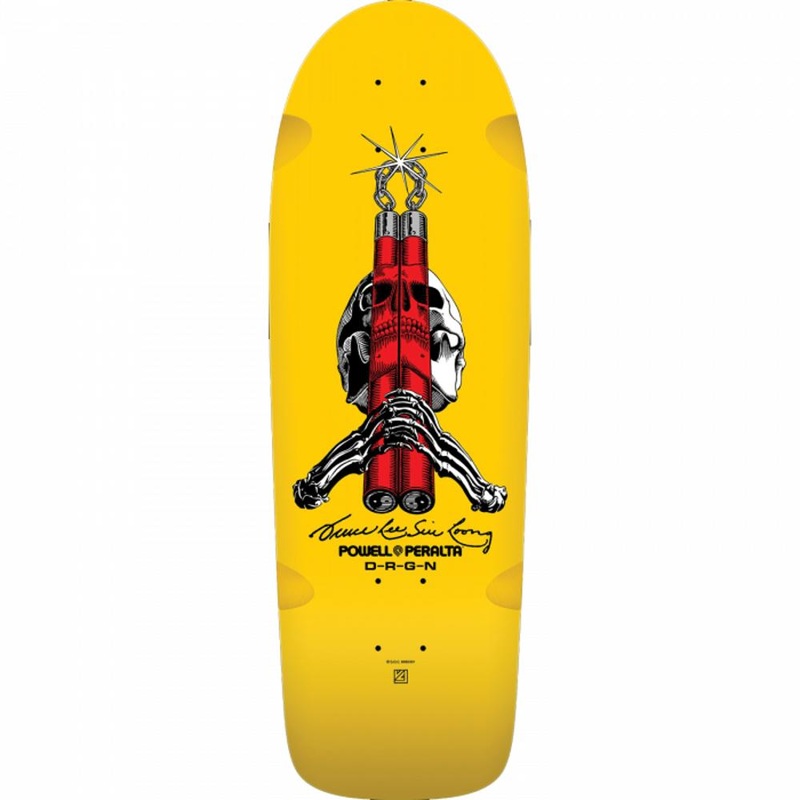 Powell Peralta Bruce Lee Skull And Nunchucks 10″ Yellow Skateboard Deck