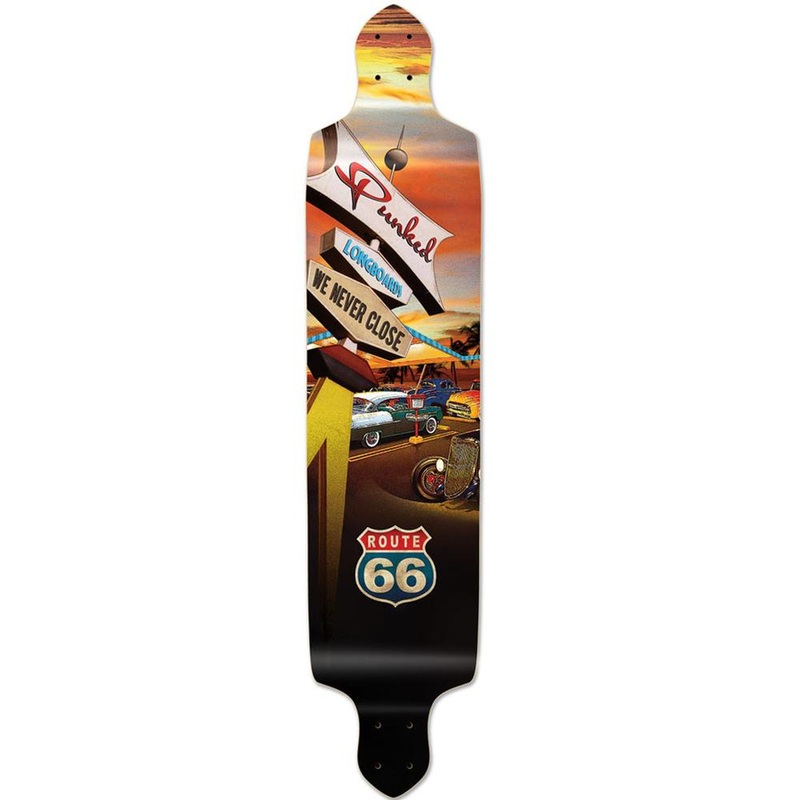 Punked Drop Down Longboard Deck – Route 66 Series – Diner Deck