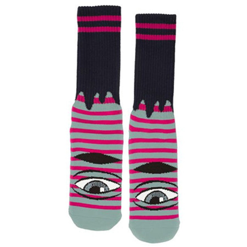 Toy Machine Sect Eye Stripe Socks Sage/ Pink One size fits all