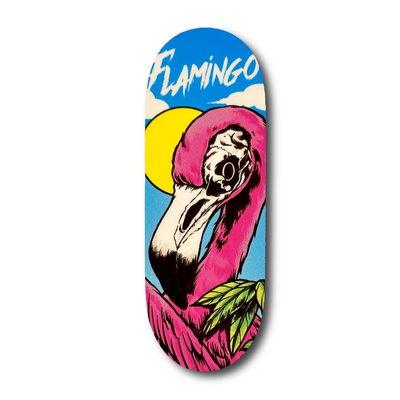 Chems Blue Background Flamingo Pro Model Fingerboard Deck 29mm Mid-Pro Popsicle