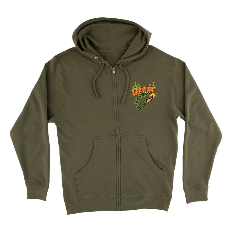 Deadly Sands Mens Creature Zip Hoodie Army S