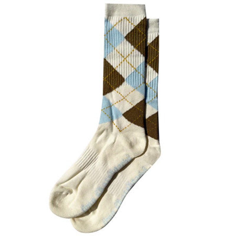 Frog Skateboards Argyle Crew Socks Cream One size fits all