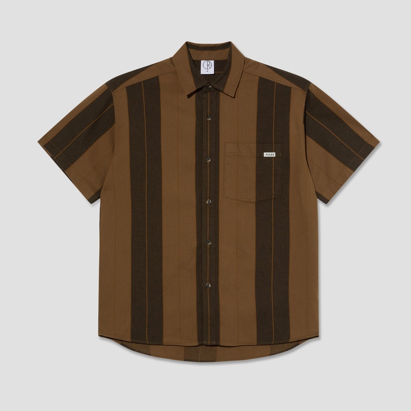 Polar Mitchell Shirt Brown Block Stripe Small