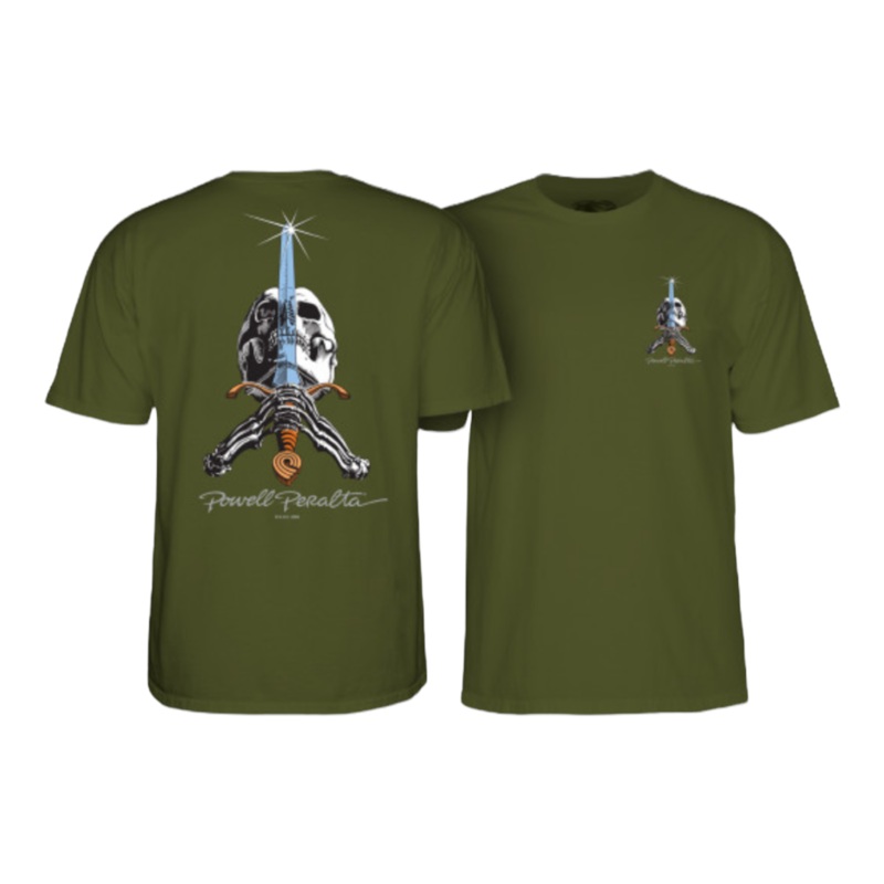 Powell Peralta Skull & Sword TShirt Military Green S