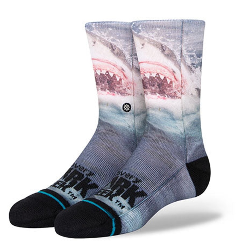 Stance Shark Week Kids Crew Socks Blue Large