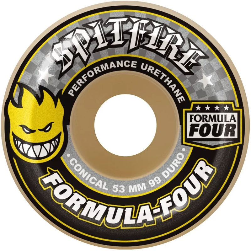 Spitfire F4 Conical Yellow Print Wheels 99D 53mm 53mm