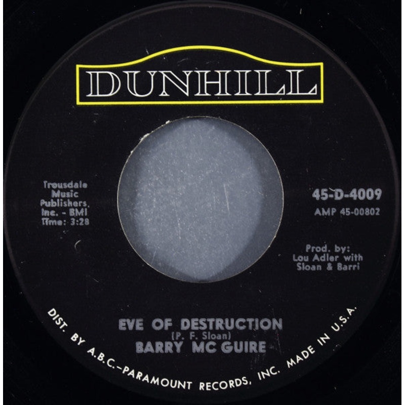 Barry McGuire  Eve Of Destruction / What Exactly’s The Matter With Me Vinyl 7″ Record *Used 1965 Release*