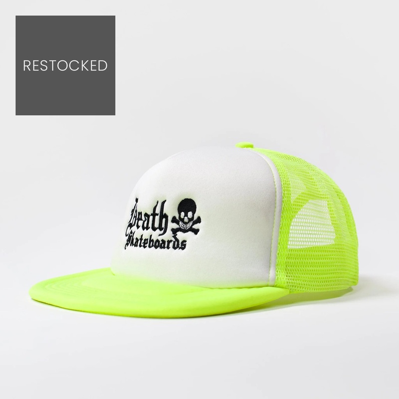 Death Skateboards Mesh Trucker Cap – Yellow / White