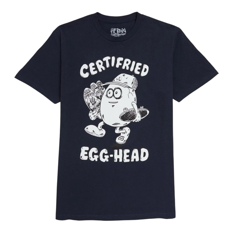 HEROIN CERTIFIED EGG HEAD T-SHIRT NAVY S