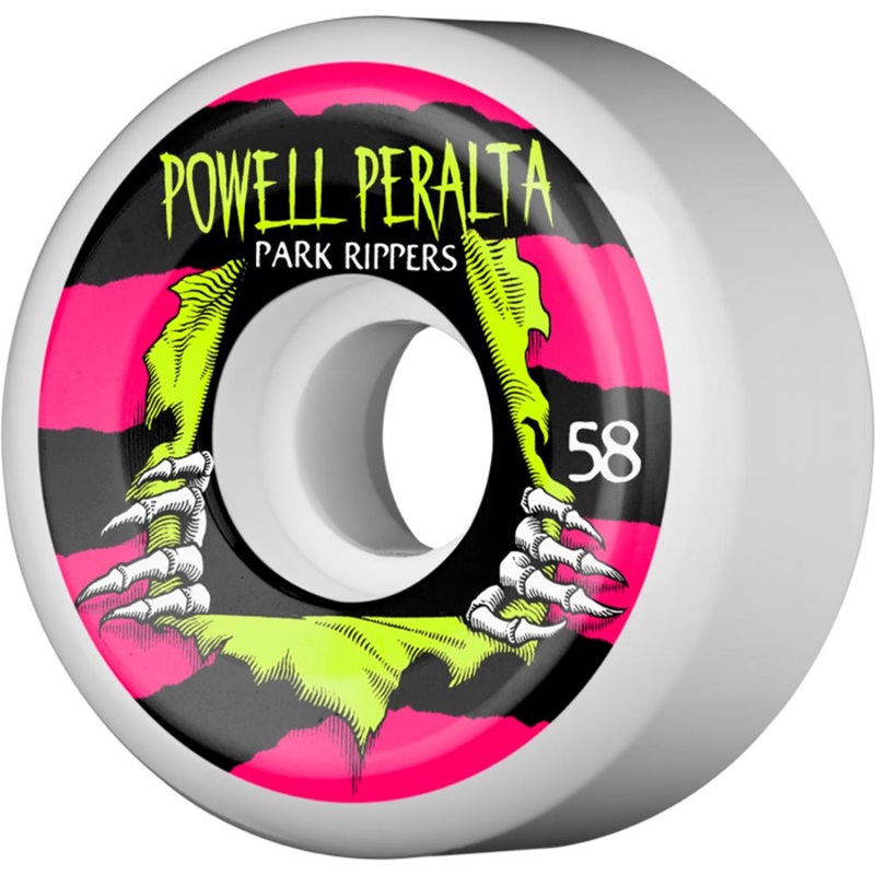 Powell Peralta Park Ripper II 58mm White/Pink/Yellow Skateboard Wheels