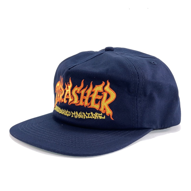 Thrasher Cap Fire Logo Snapback – Navy